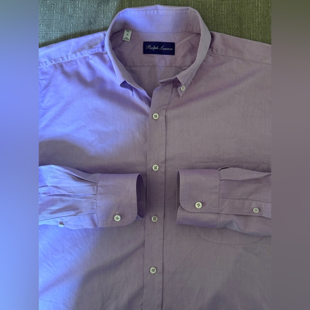 Ralph Lauren Purple Label Lavender 100% Cotton Button Down Men’s Shirt Size M - Picture 10 of 14